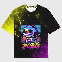 Футболка оверсайз мужская PUBG RETRO NEON ПАБГ НЕОН, цвет: 3D-принт