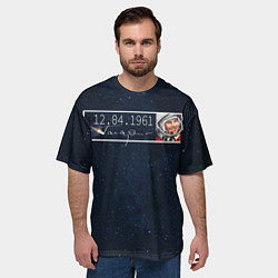 Футболка оверсайз мужская Гагарин автограф, цвет: 3D-принт — фото 2