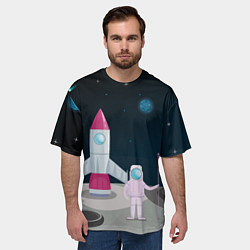 Футболка оверсайз мужская Астронавт покоряет космос, цвет: 3D-принт — фото 2