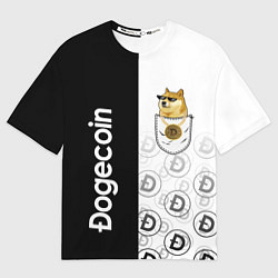 Футболка оверсайз мужская DOGECOIN DOGE КАРМАН, цвет: 3D-принт