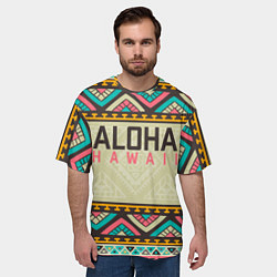 Футболка оверсайз мужская АЛОХА ГАВАЙИ, ALOHA, SUMMER, цвет: 3D-принт — фото 2