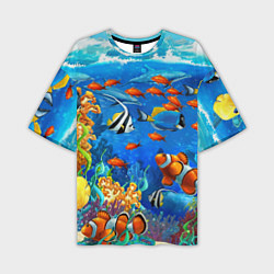 Мужская футболка оверсайз Коралловые рыбки