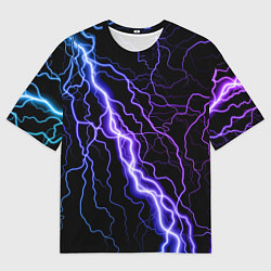 Мужская футболка оверсайз НЕОНОВАЯ МОЛНИЯ ГРОЗА