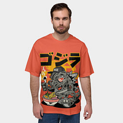 Футболка оверсайз мужская ГОДЗИЛЛА КУШАЕТ, цвет: 3D-принт — фото 2