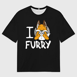 Мужская футболка оверсайз I love furry