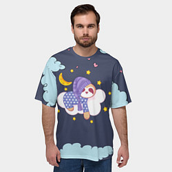 Футболка оверсайз мужская Сонный ленивец, цвет: 3D-принт — фото 2