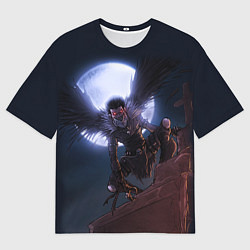 Футболка оверсайз мужская РЮК на фоне луны, цвет: 3D-принт