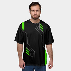 Футболка оверсайз мужская ФУТУРИСТИЧНАЯ БРОНЯ ЗЕЛЕНАЯ, цвет: 3D-принт — фото 2