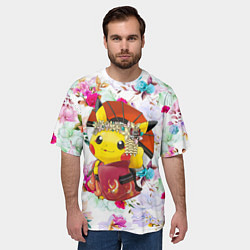 Футболка оверсайз мужская Пикачу - Гейша, цвет: 3D-принт — фото 2