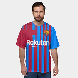 Футболка оверсайз мужская Домашняя форма ФК «Барселона», цвет: 3D-принт — фото 2