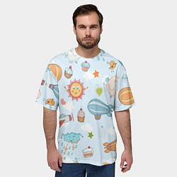 Футболка оверсайз мужская Детские рисунки, цвет: 3D-принт — фото 2