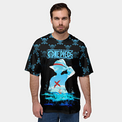 Футболка оверсайз мужская Луффи Пираты Соломенной Шляпы, цвет: 3D-принт — фото 2