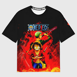 Футболка оверсайз мужская Зоро и Луффи в огне One Piece, цвет: 3D-принт