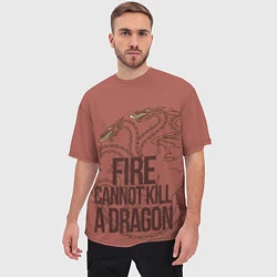 Футболка оверсайз мужская Fire Cannot Kill a Dragon, цвет: 3D-принт — фото 2