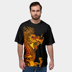 Футболка оверсайз мужская Золотой китайский дракон, цвет: 3D-принт — фото 2