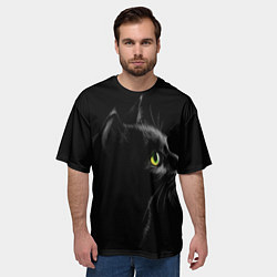 Футболка оверсайз мужская Черный кот, цвет: 3D-принт — фото 2