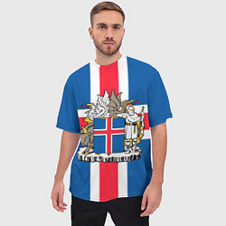 Футболка оверсайз мужская Флаг и Герб Исландии, цвет: 3D-принт — фото 2