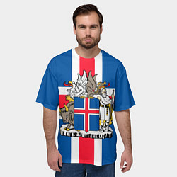 Футболка оверсайз мужская Флаг и Герб Исландии, цвет: 3D-принт — фото 2