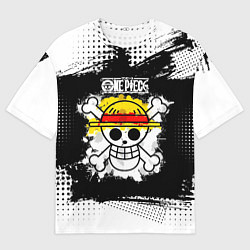 Футболка оверсайз мужская Весёлый Роджер пиратов Соломенной Шляпы, цвет: 3D-принт