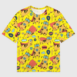 Футболка оверсайз мужская Супер кот, цвет: 3D-принт