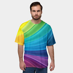 Футболка оверсайз мужская Радуга, цвет: 3D-принт — фото 2