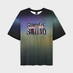 Футболка оверсайз мужская SUICIDE SQUAD 2016 лого металл, цвет: 3D-принт