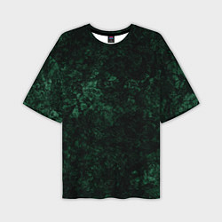 Мужская футболка оверсайз Темно-зеленый мраморный узор