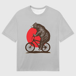 Футболка оверсайз мужская Медведь на велосиеде, цвет: 3D-принт
