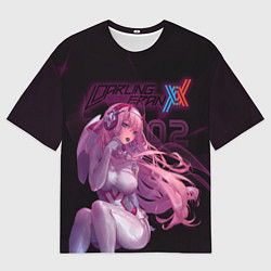 Футболка оверсайз мужская Zero Two в наушниках, цвет: 3D-принт