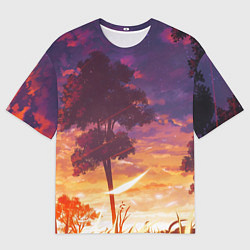 Футболка оверсайз мужская Закат в аниме стиле, цвет: 3D-принт
