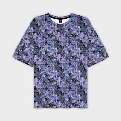 Мужская футболка оверсайз Сине-фиолетовый цветочный узор