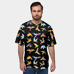 Футболка оверсайз мужская Акварельные птица, цвет: 3D-принт — фото 2