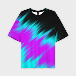 Футболка оверсайз мужская НЕОНОВЫЕ ПОЛОСЫ И НИЧЕГО ЛИШНЕГО NEON STRIPES, цвет: 3D-принт