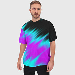 Футболка оверсайз мужская НЕОНОВЫЕ ПОЛОСЫ И НИЧЕГО ЛИШНЕГО NEON STRIPES, цвет: 3D-принт — фото 2