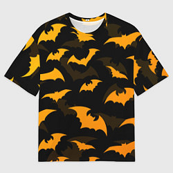 Мужская футболка оверсайз ЛЕТУЧИЕ МЫШИ НОЧЬ ХЕЛЛОУИН HALLOWEEN NIGHT BATS
