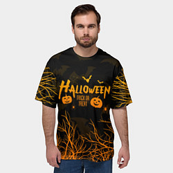 Футболка оверсайз мужская HALLOWEEN FOREST BATS ЛЕТУЧИЕ МЫШИ В ЛЕСУ ХЕЛЛОУИН, цвет: 3D-принт — фото 2