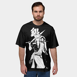 Футболка оверсайз мужская Гинтоки Саката держит меч Гинтама, цвет: 3D-принт — фото 2
