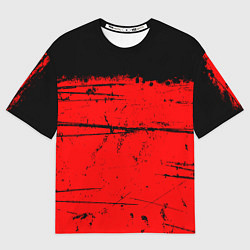 Мужская футболка оверсайз КРАСНЫЙ ГРАНЖ RED GRUNGE