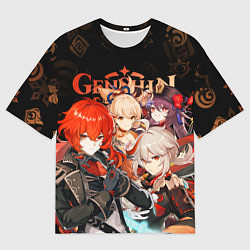 Футболка оверсайз мужская Genshin Impact: Дилюк, Кадзуха, Ёимия, Ху Тао, цвет: 3D-принт