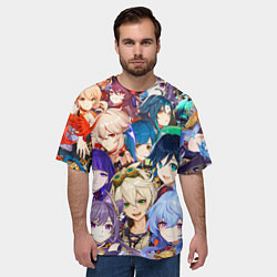 Футболка оверсайз мужская Genshin Impact - персонажи, цвет: 3D-принт — фото 2