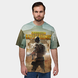 Футболка оверсайз мужская PUBG СОЛДАТ В ШЛЕМЕ ПАБГ, цвет: 3D-принт — фото 2