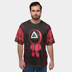 Футболка оверсайз мужская Игра в кальмара: Треугольник, цвет: 3D-принт — фото 2