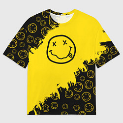 Футболка оверсайз мужская Nirvana Smile Нирвана Рваный Паттерн, цвет: 3D-принт