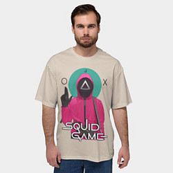 Футболка оверсайз мужская Squid game - Игра в кальмара треугольник, цвет: 3D-принт — фото 2