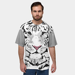Футболка оверсайз мужская Белый снежный тигр, цвет: 3D-принт — фото 2