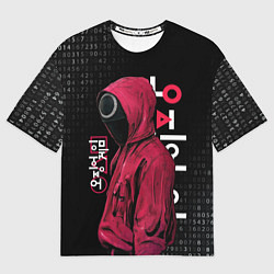Футболка оверсайз мужская ИГРА В КАЛЬМАРА, СТРАЖ КРУГ БИНАРНЫЙ КОД, цвет: 3D-принт