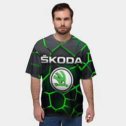 Футболка оверсайз мужская Skoda 3D плиты с подсветкой, цвет: 3D-принт — фото 2