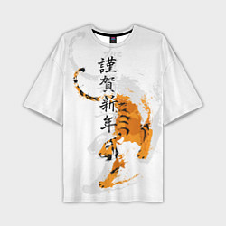 Футболка оверсайз мужская Китайский тигр, цвет: 3D-принт