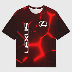 Мужская футболка оверсайз ЛЕКСУС КРАСНЫЕ 3Д ПЛИТЫ