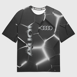 Футболка оверсайз мужская AUDI GREY 3D ПЛИТЫ, цвет: 3D-принт